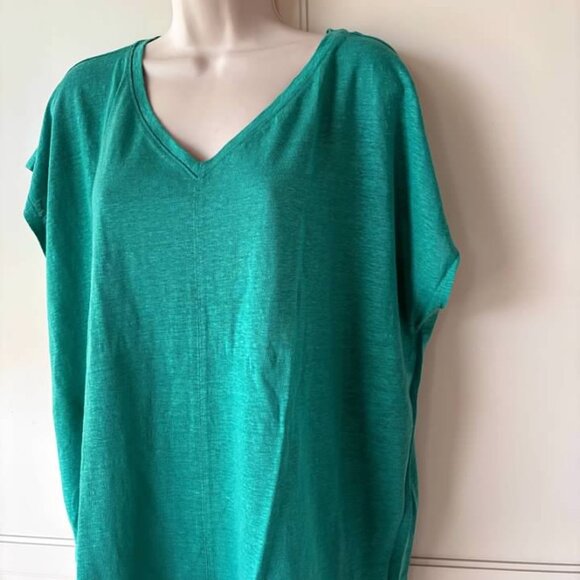 Eileen Fisher Organic Linen V Neck Square Tee Top-NWT- SZ XL - Picture 3 of 5